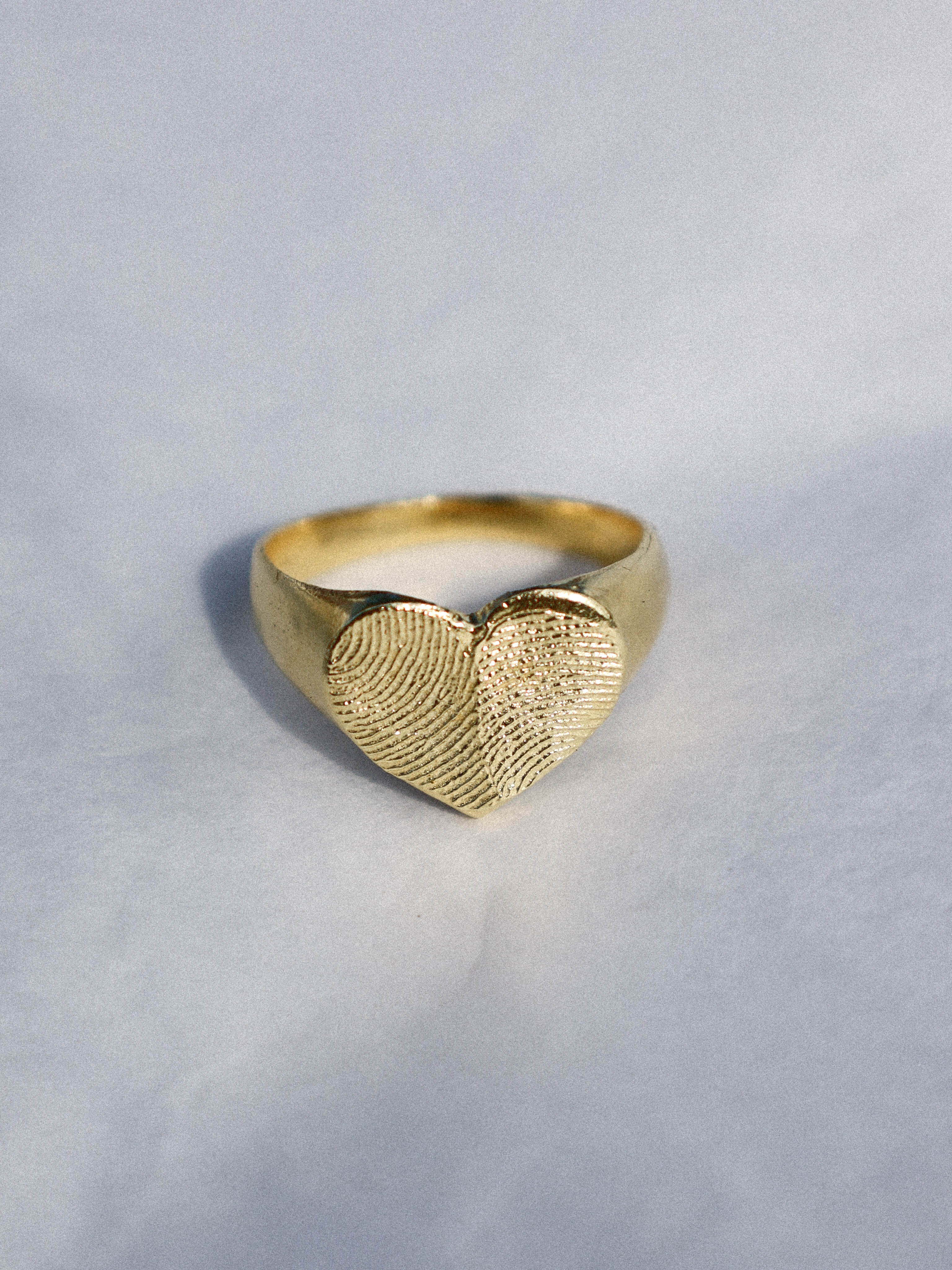 Fingerprint Heart Ring 14K Gold