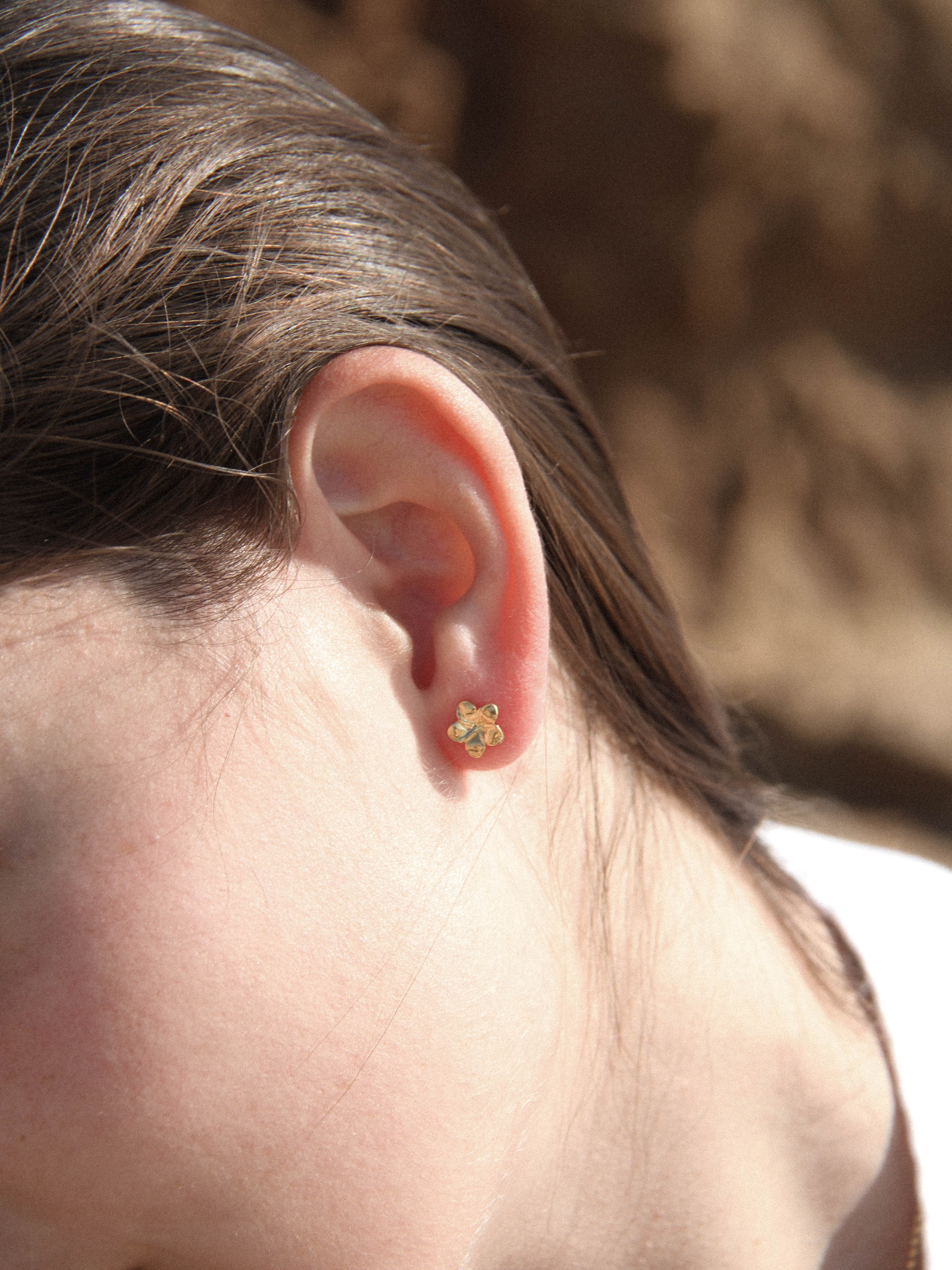 Plumeria Studs Gold