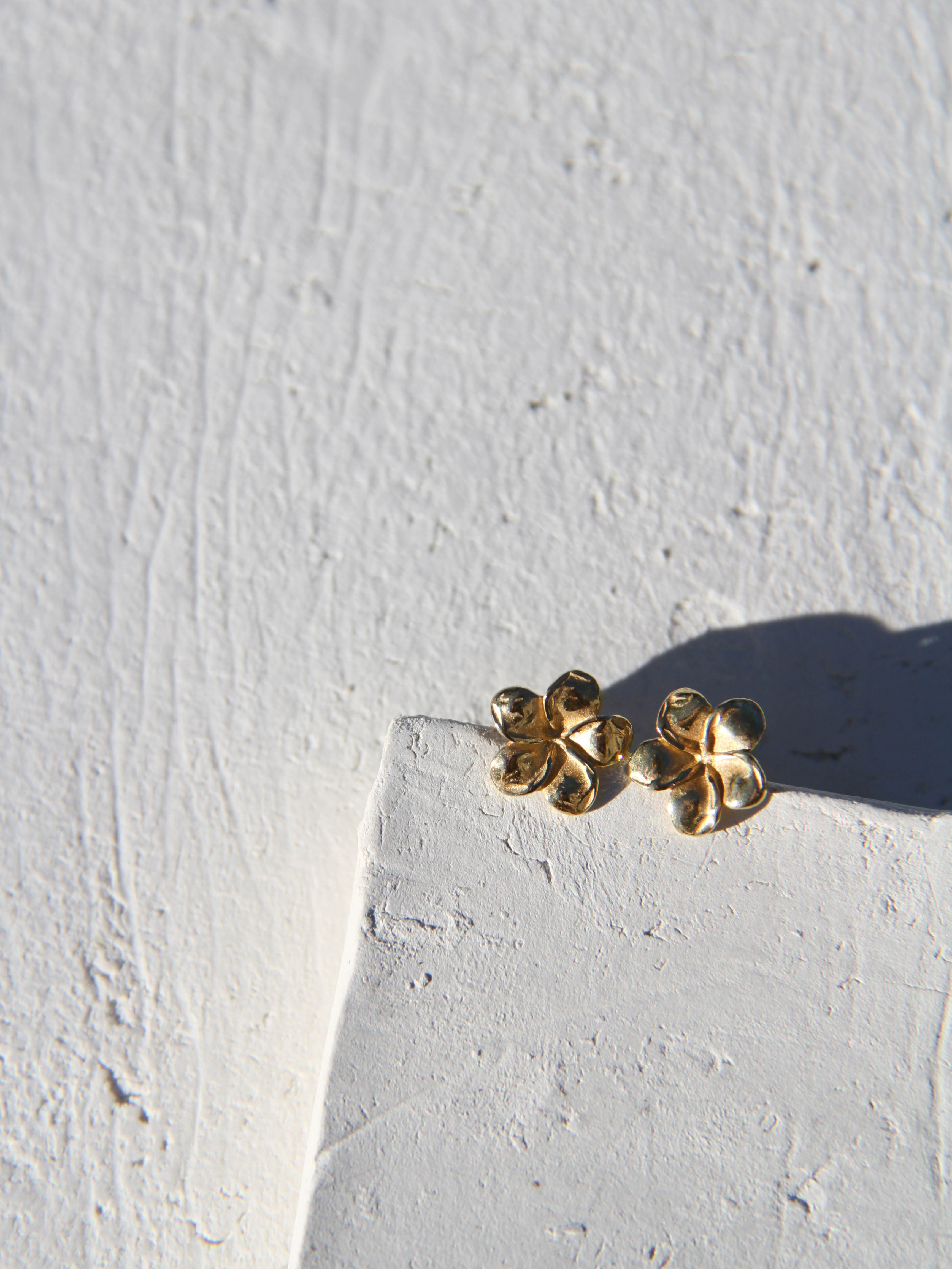 Plumeria Studs Gold