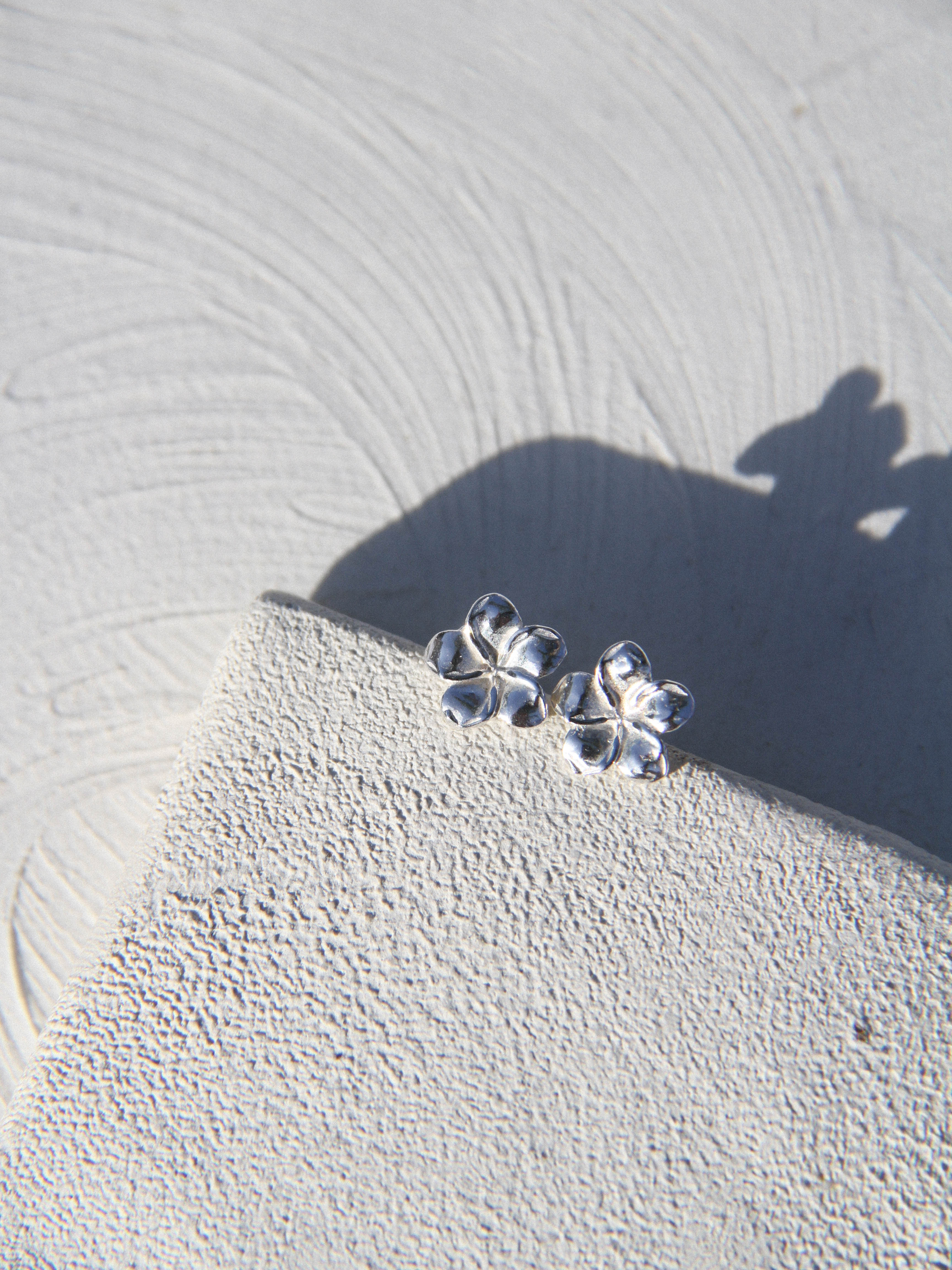 Plumeria Studs Silver